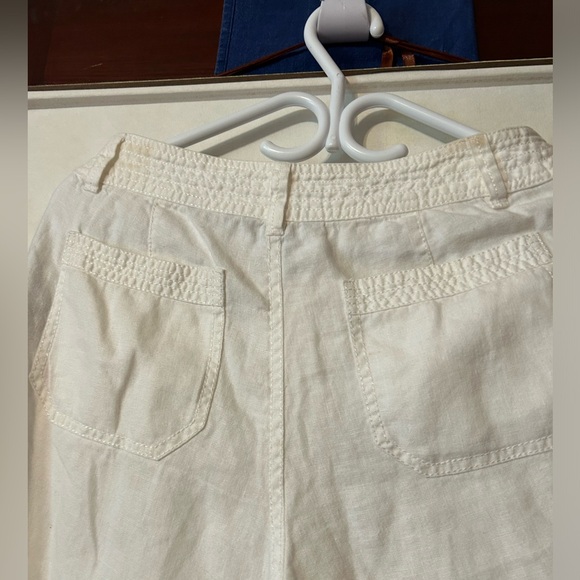 Liz Claiborne 100% linen white straight leg pants, size petite 8 - Picture 3 of 5